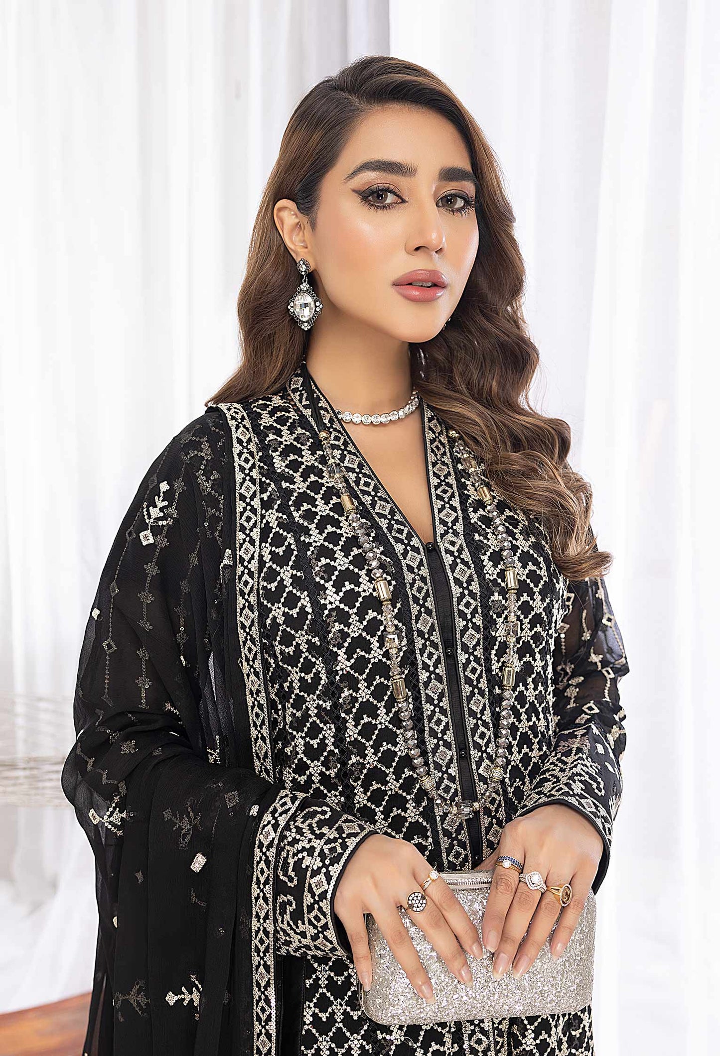 Bloom Stars - Embroidered Chiffon Gown Pret 3PC