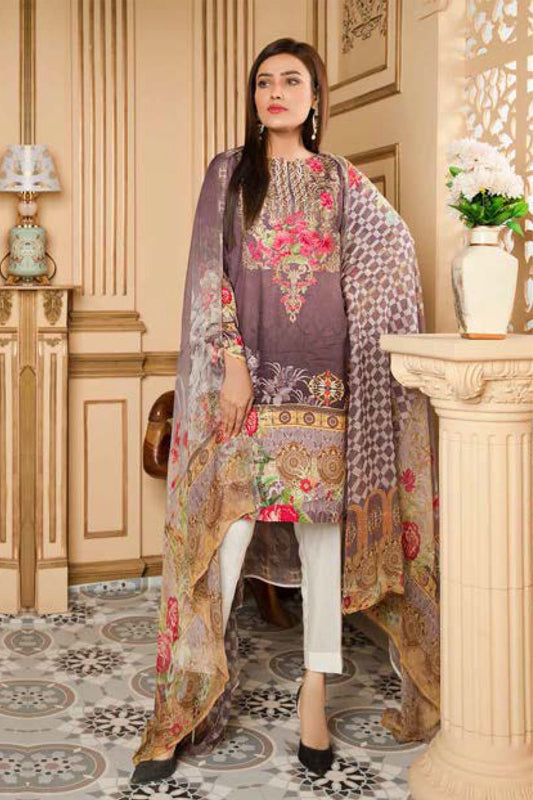 Salmond - Digital Printed and Embroidered Linen 3PC