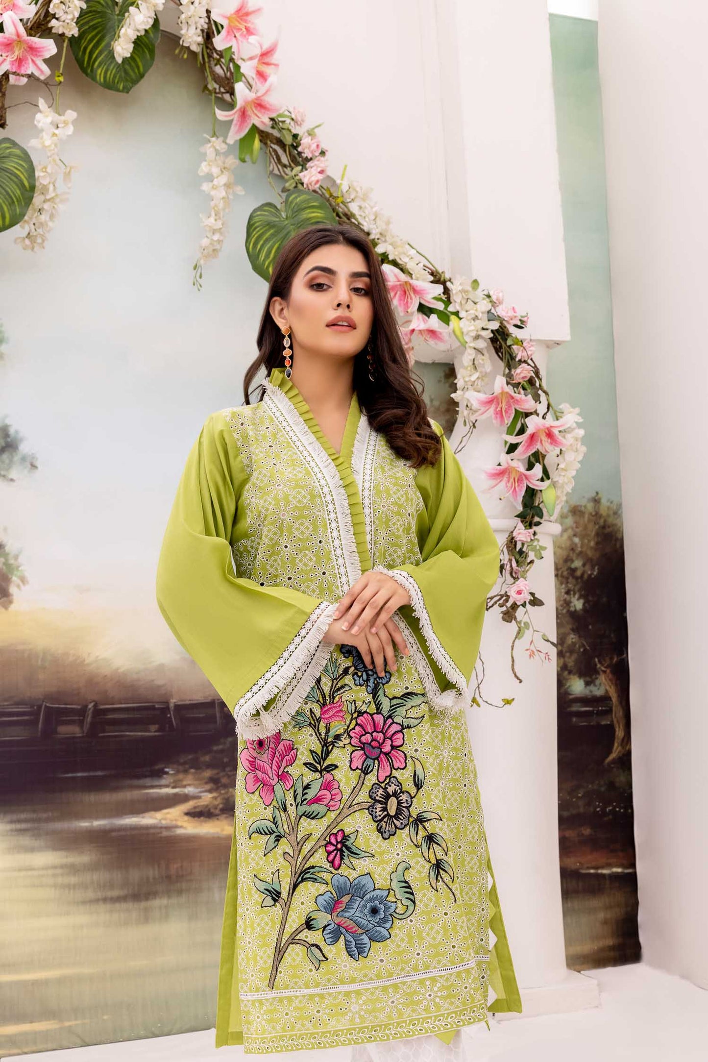 Discerning - Embroidered Schiflli Lawn Stitched