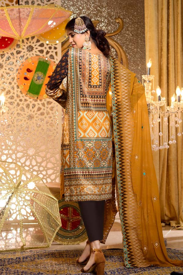 Elbaite - Digital Embroidered Mesuri Lawn Unstitch (3 Piece)