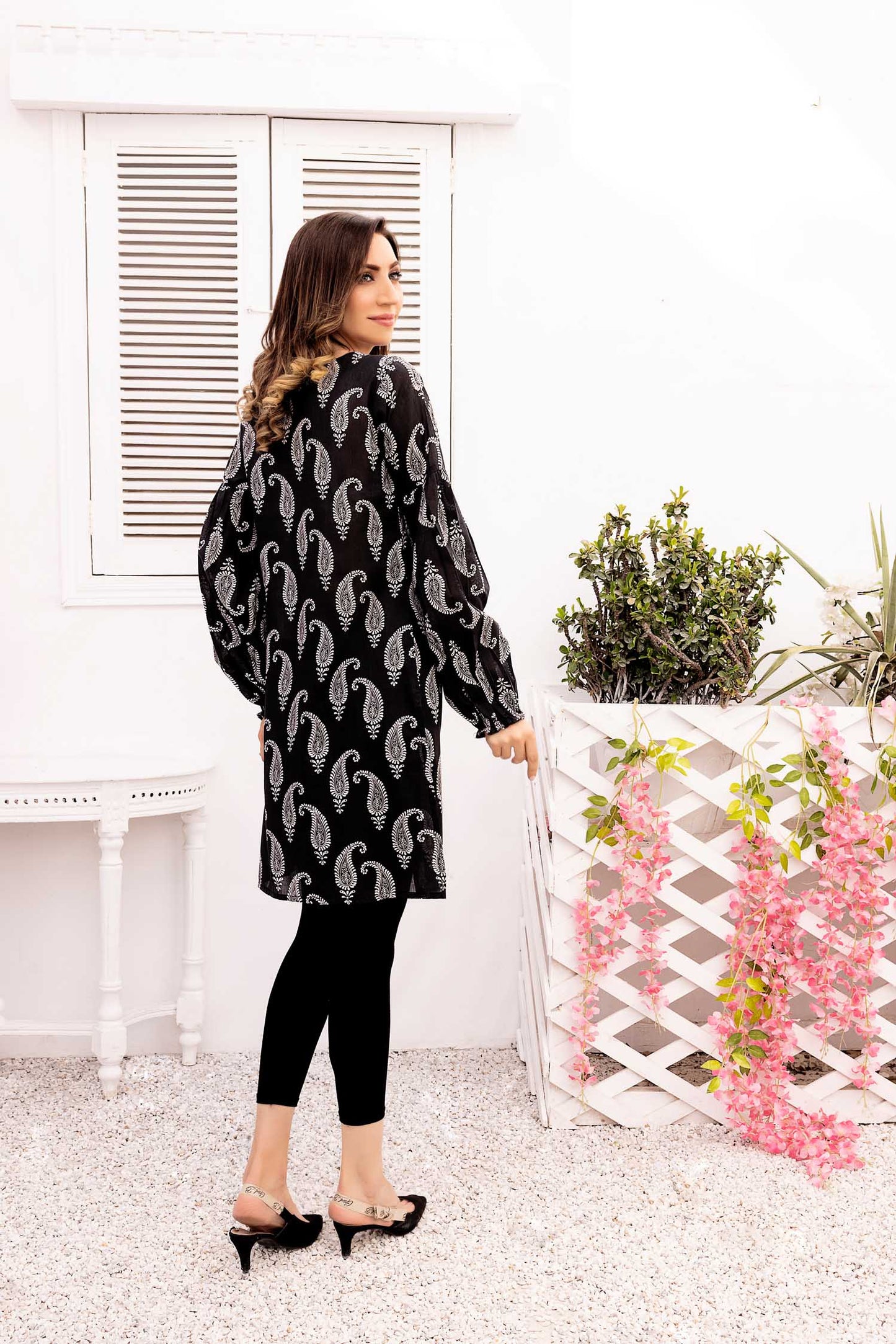 Black Shells - Digital Printed Stitched Lawn Kurti