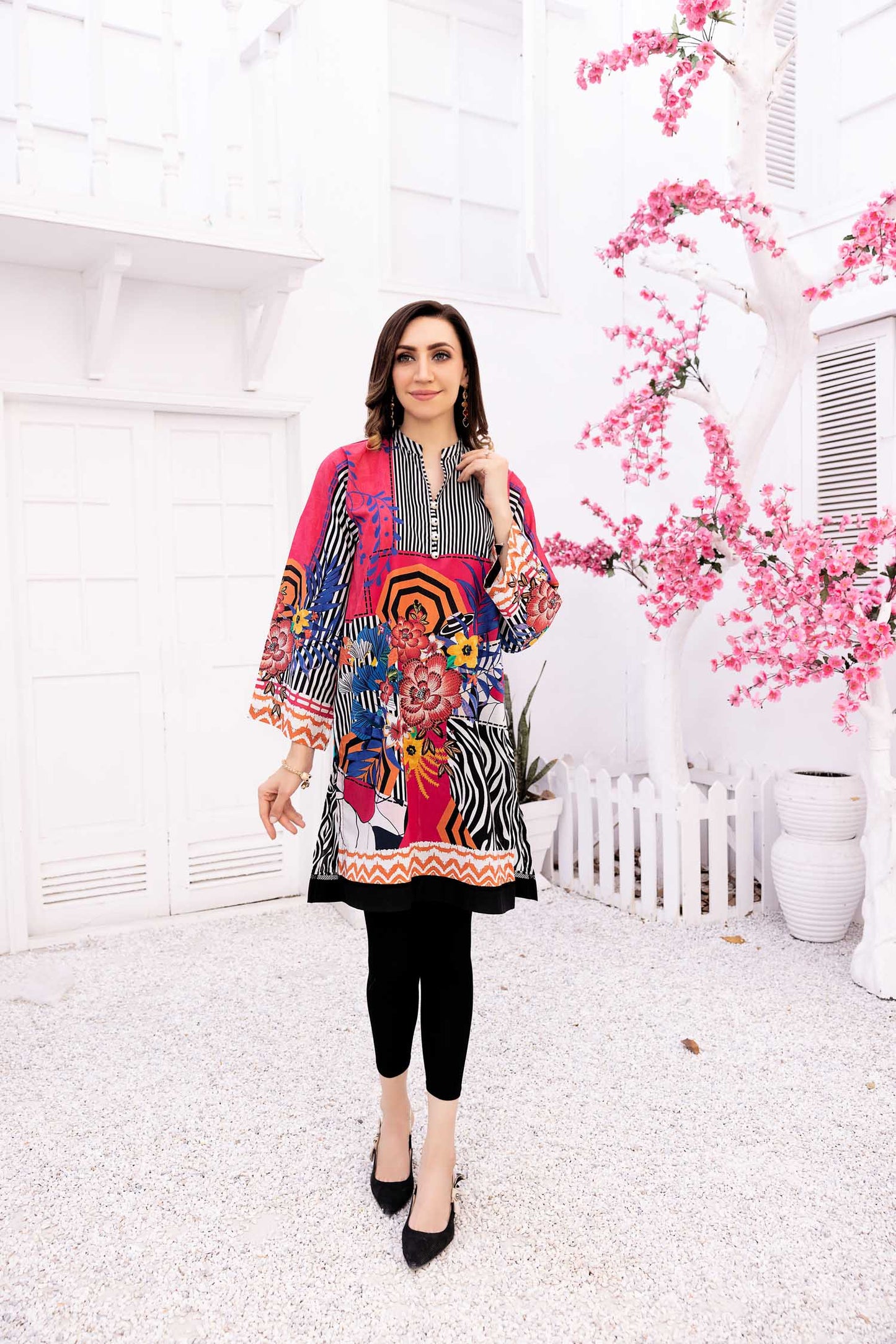 Bloom Fins - Digital Printed Stitched Lawn Kurti