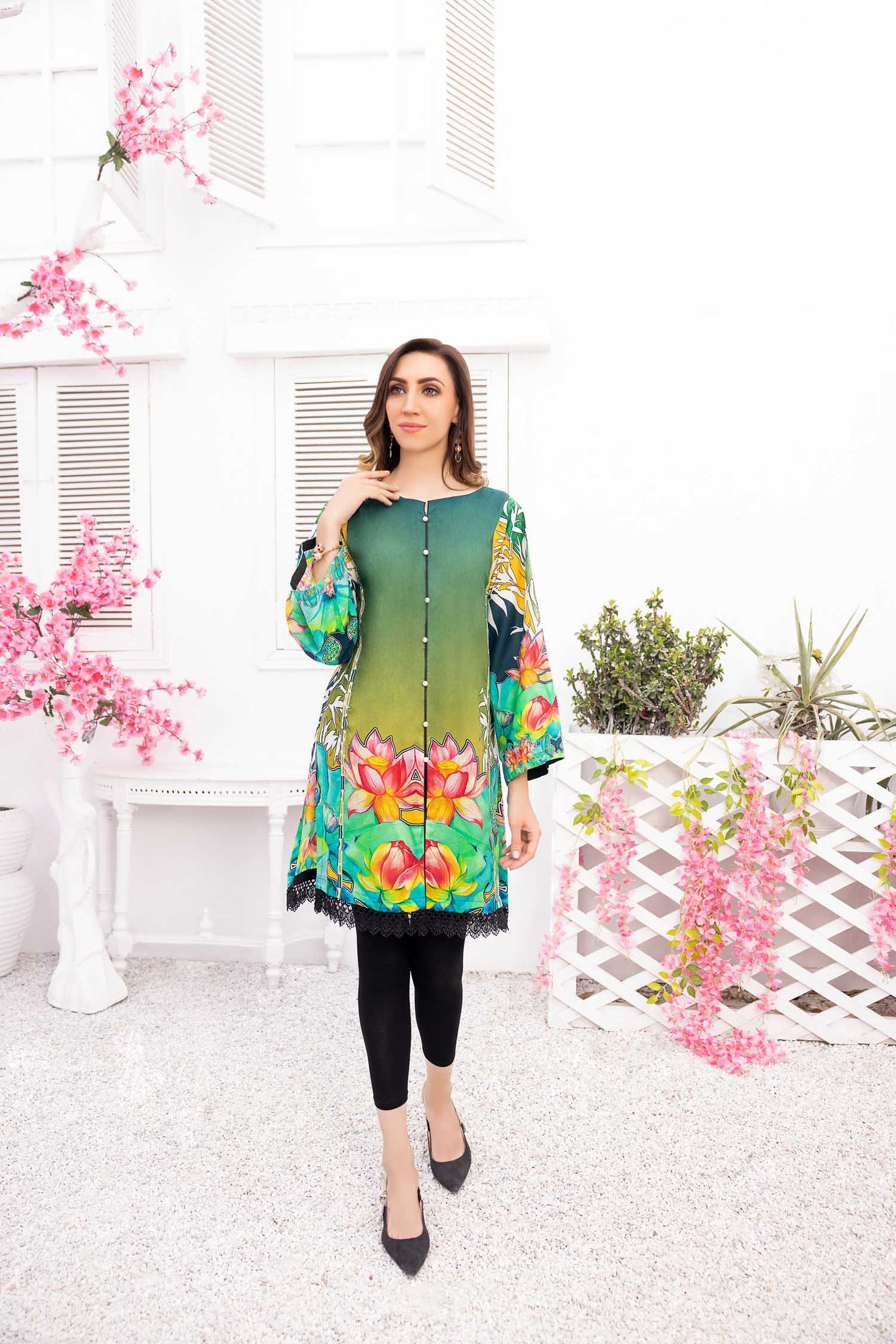 Cewter - Digital Printed Stitched Lawn Kurti