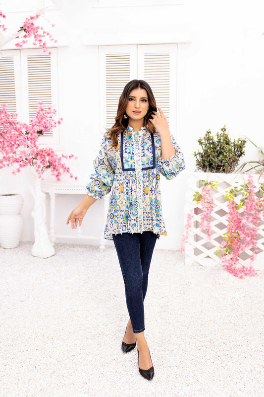 Cloud Rust - Digital Printed Stitched Lawn Kurti
