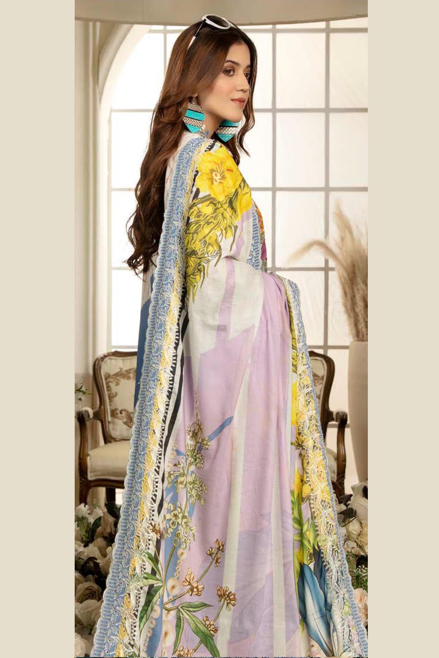 Sumond - Digital Printed & Embroidered Swiss Lawn 3PC