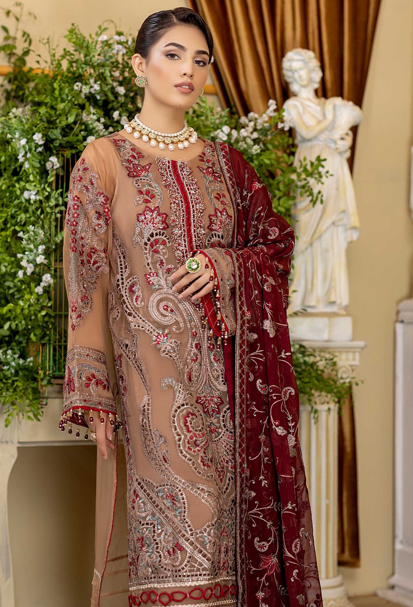 Bazel Cent - Embroidered Organza Stitched