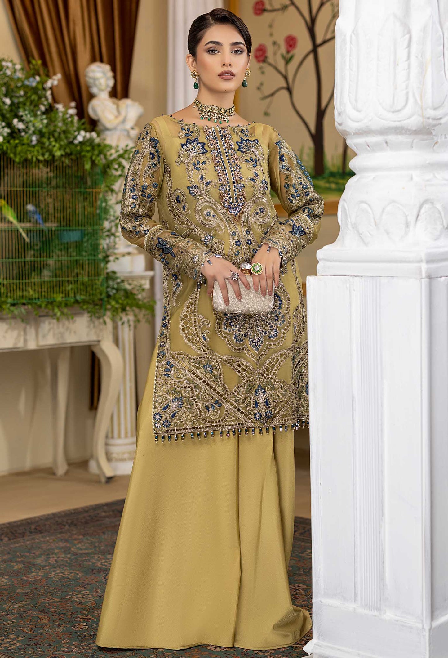 Royal Fusion A - Embroidered Organza Stitched