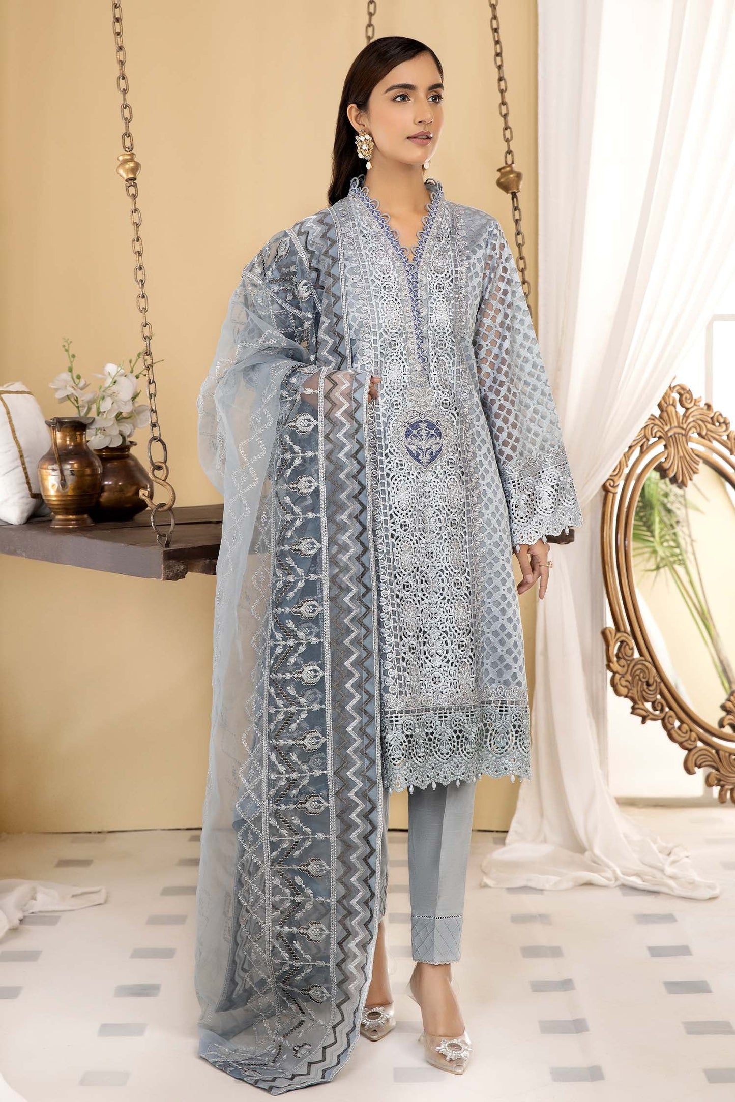 Nobel - Stitched Embroidered Organza