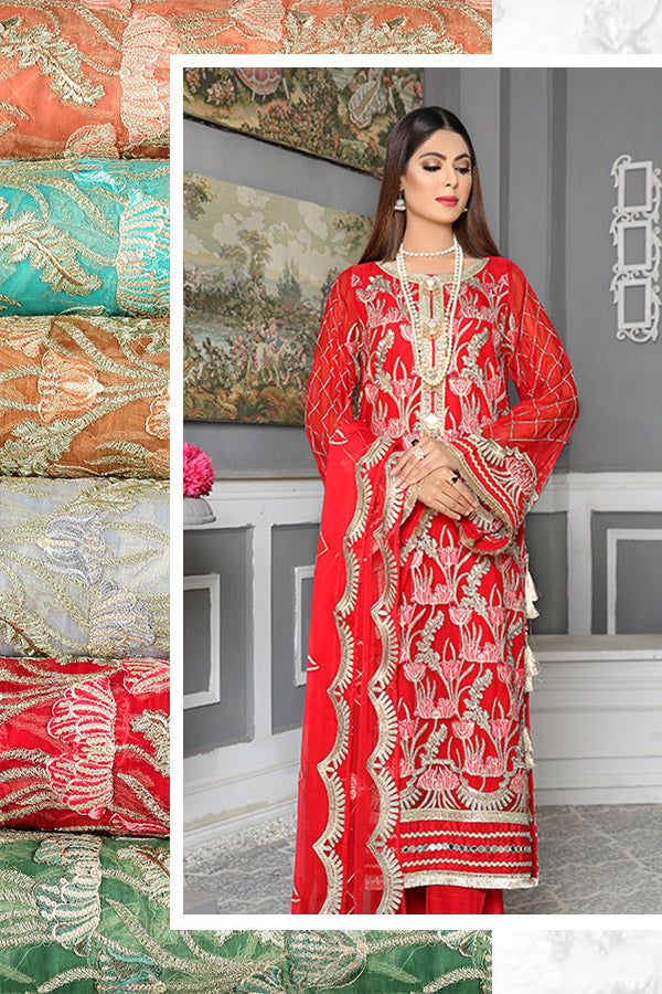 Carnelian - Luxury Desire Embroidered Chiffon 3PC