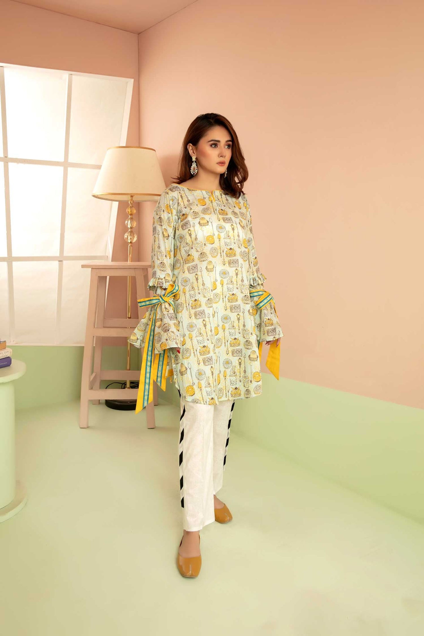 Flowered - Digital Printed Stitched Lawn Kurti