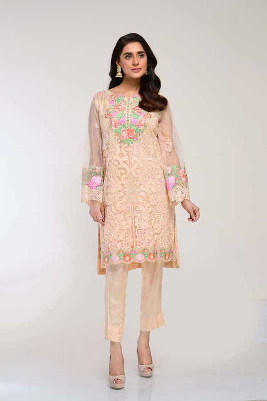 CHAMPAGNE – EMBROIDERED NET 2 PIECE (UNSTITCH)