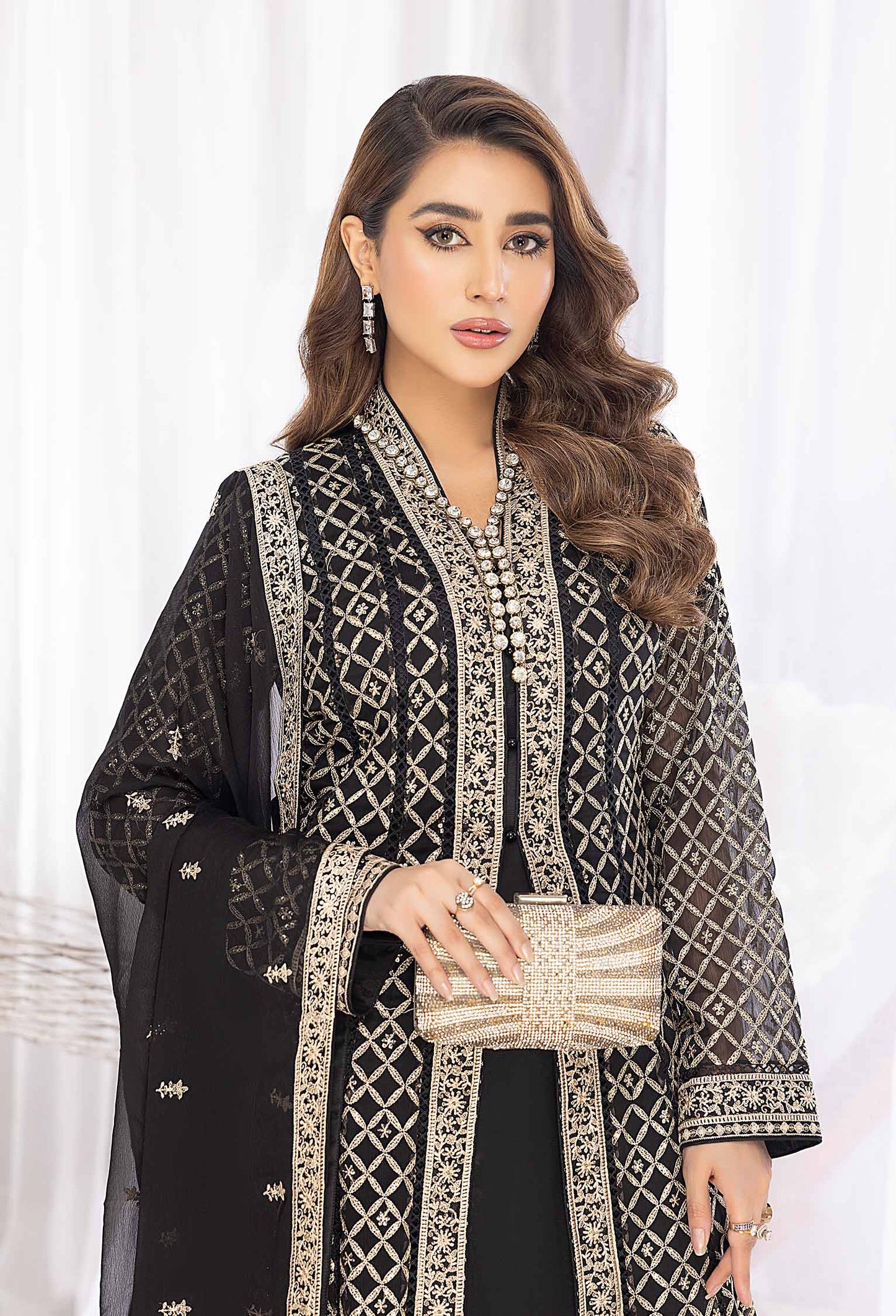 Bloom Stars - Embroidered Chiffon Gown Pret 3PC