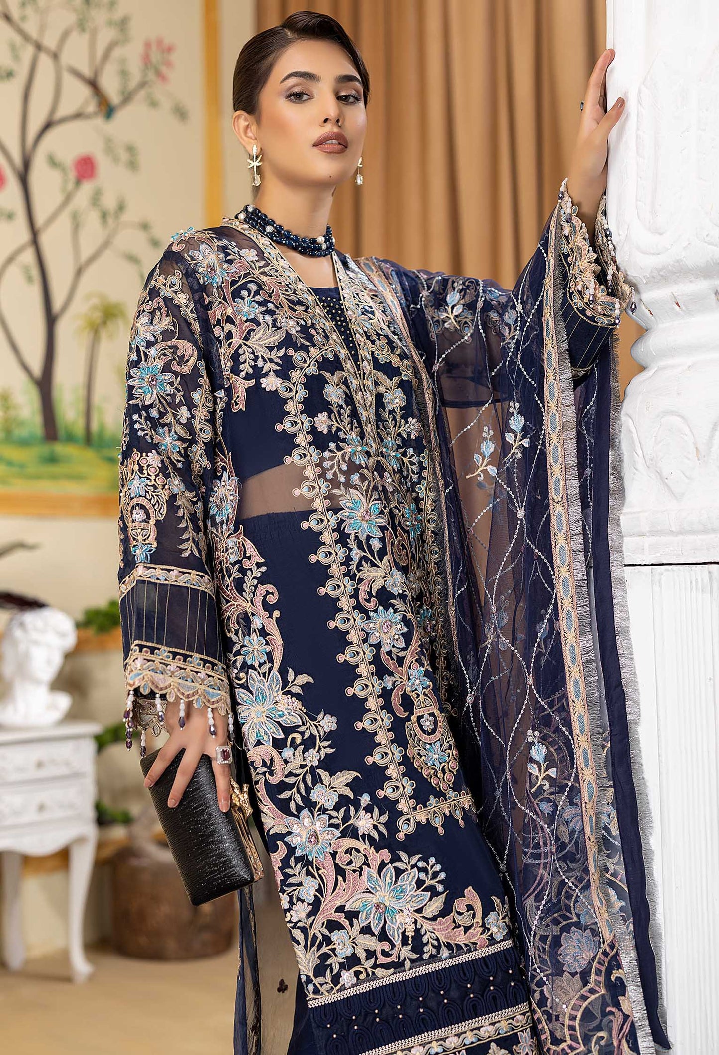 Exotic Empire - Embroidered Organza Stitched