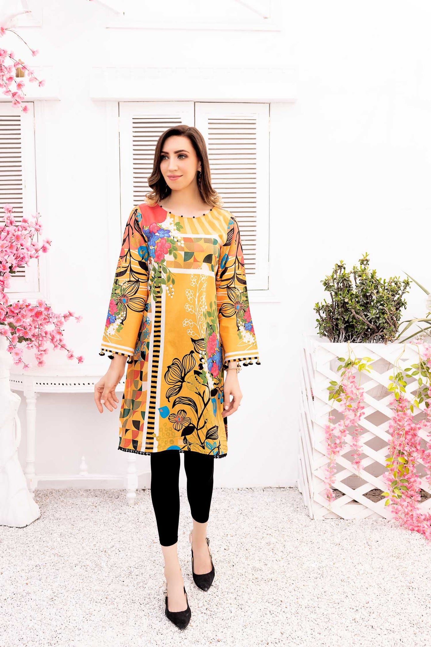 Charm Pattern - Digital Printed Stitched Lawn Kurti