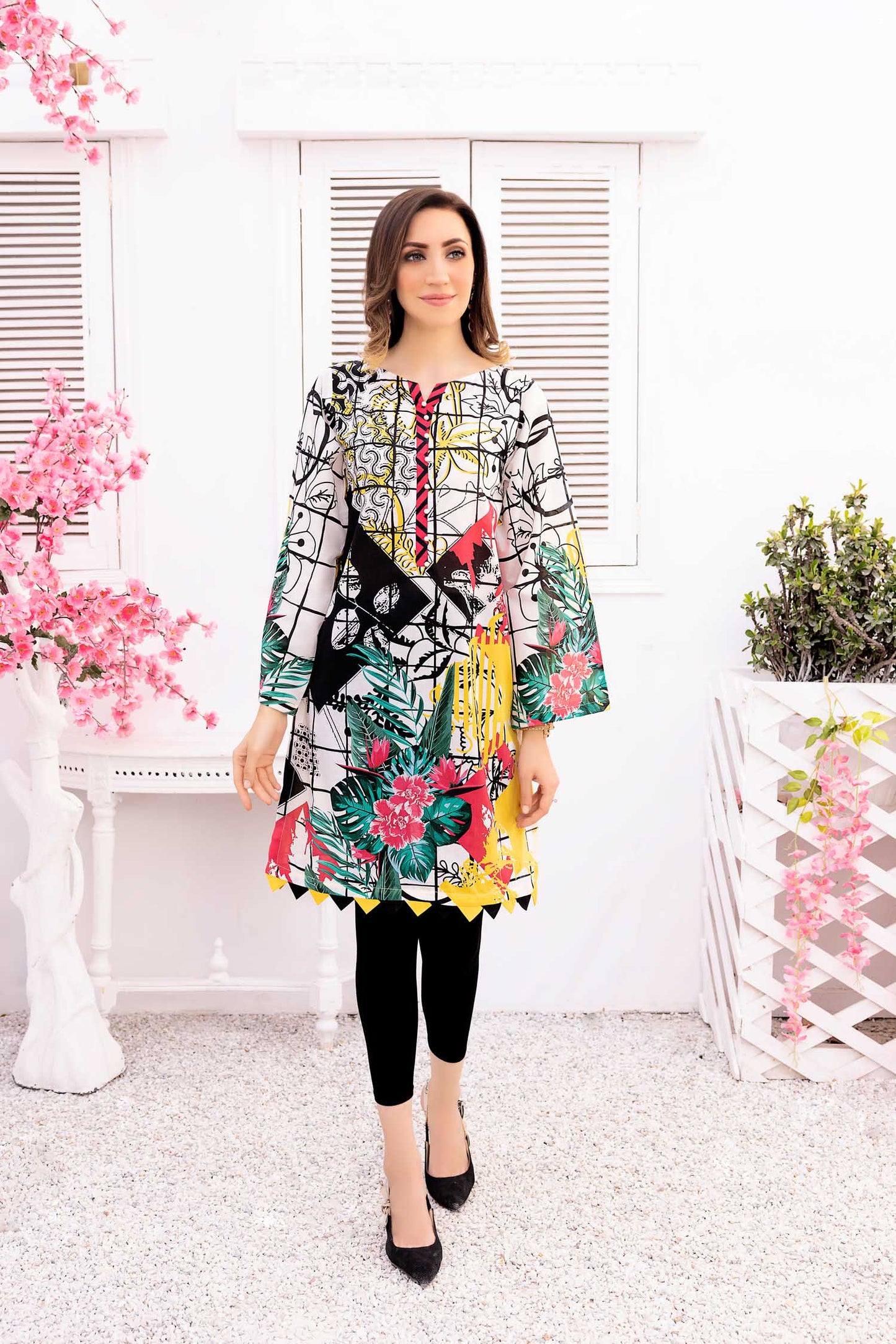 Goulin - Digital Printed Stitched Lawn Kurti