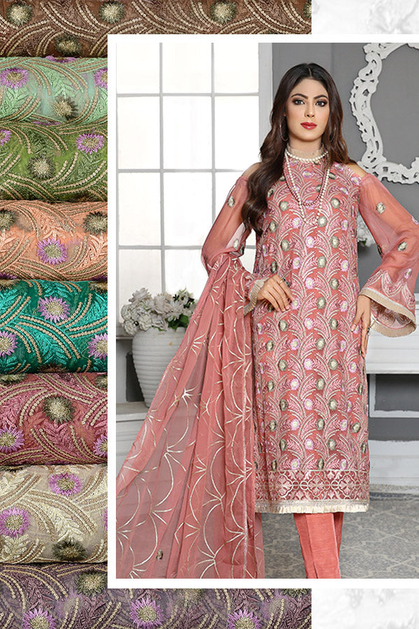 Calcite - Luxury Desire Embroidered Chiffon 3PC