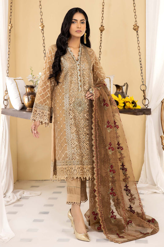 Sorrell Brown - Stitched Embroidered Organza
