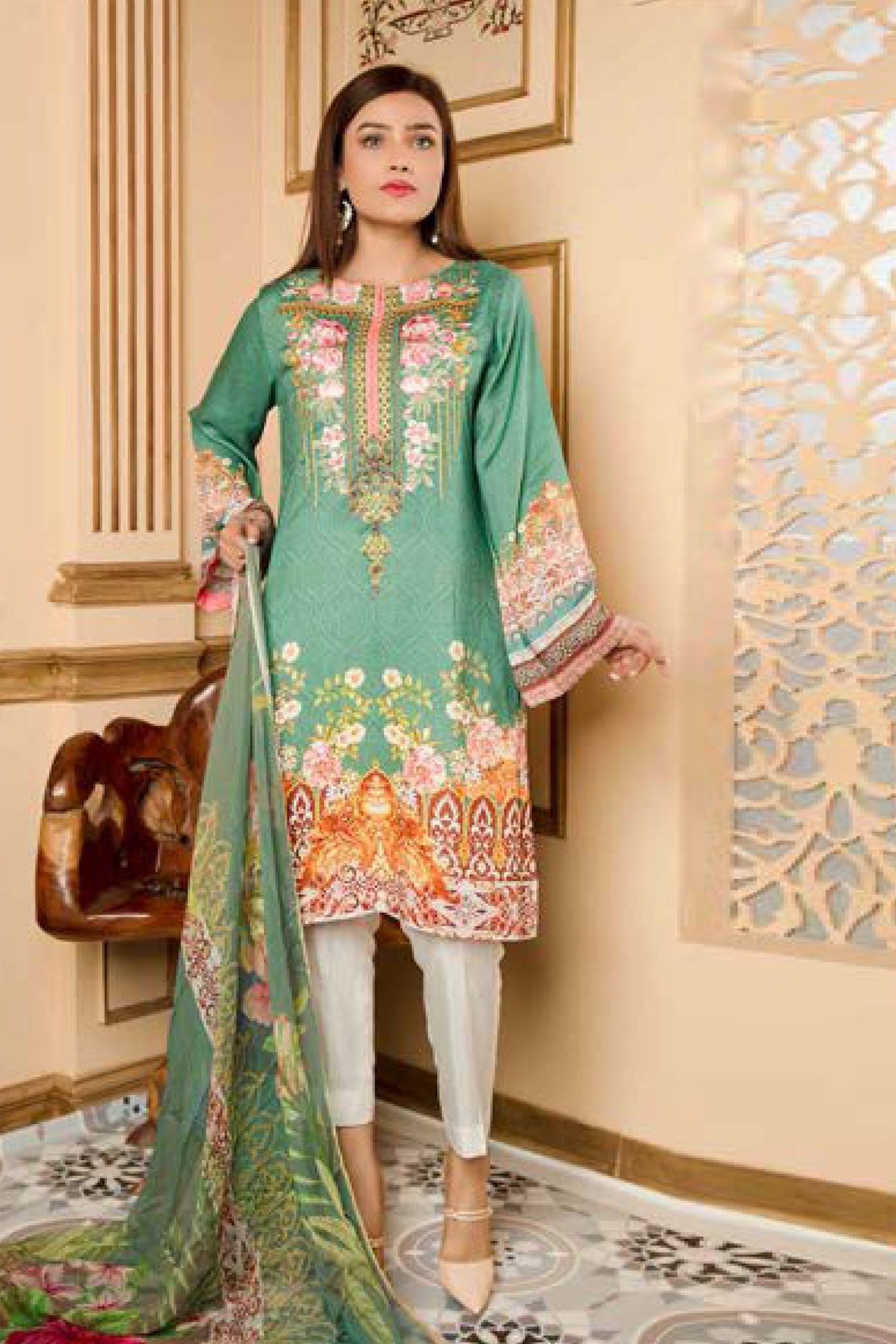Gresin - Digital Printed and Embroidered Linen 3PC