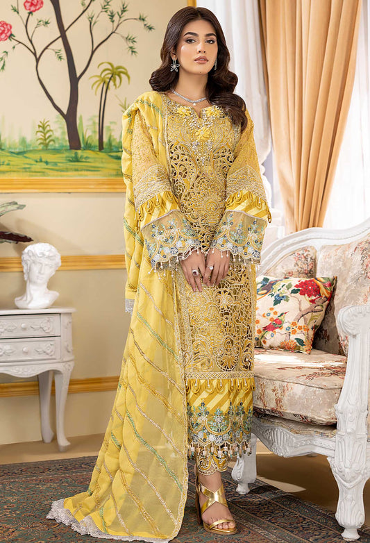 Crystal Lime - Embroidered Organza Stitched