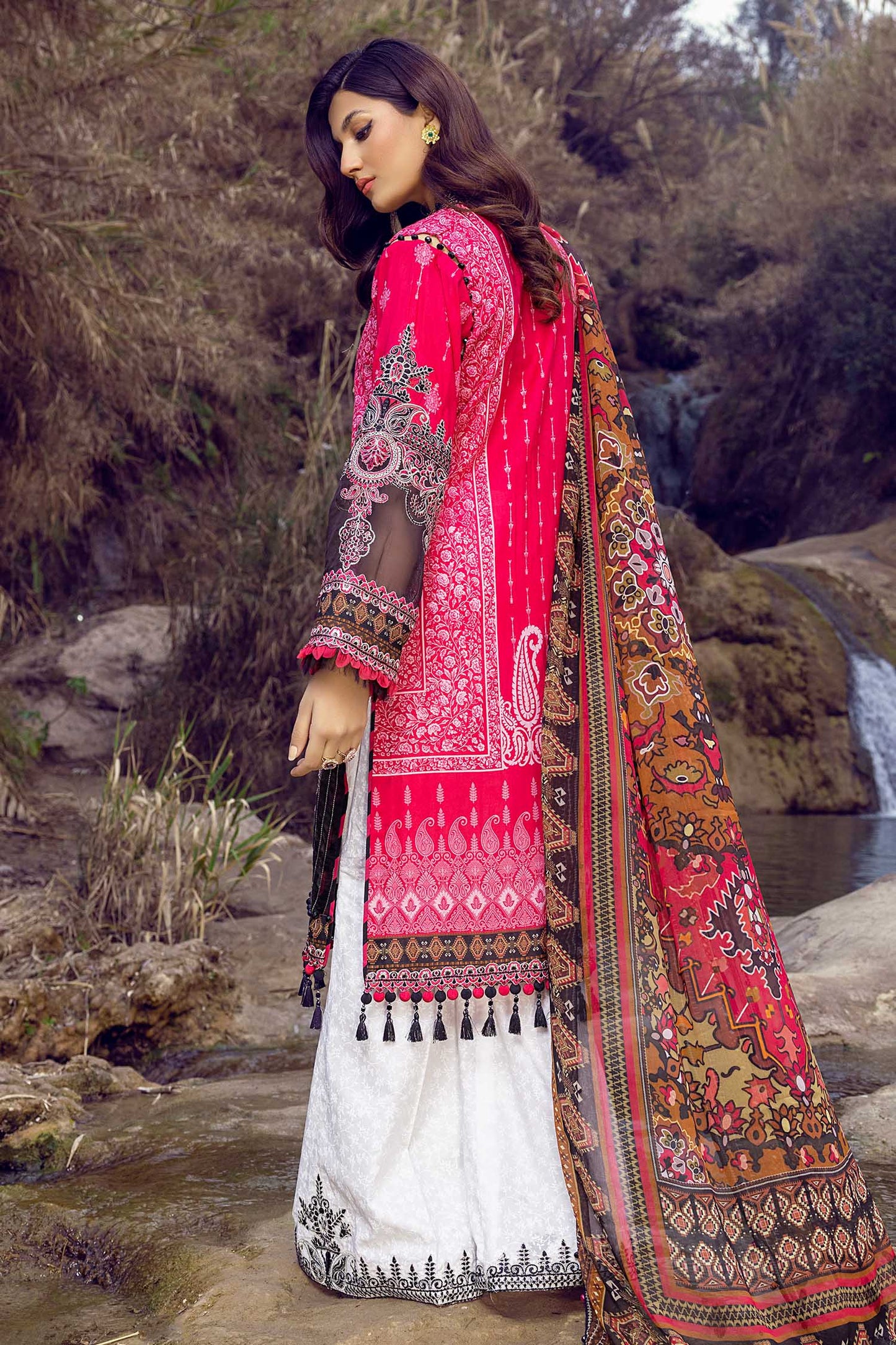 Flamingo Pink B - Exclusive Unstitch Lawn