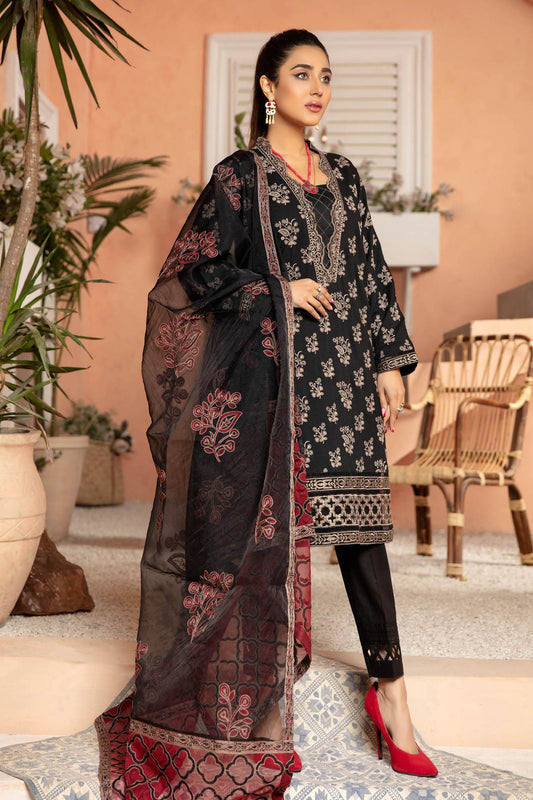 Dark Salmon - Embroidered Lawn Stitched 3PC