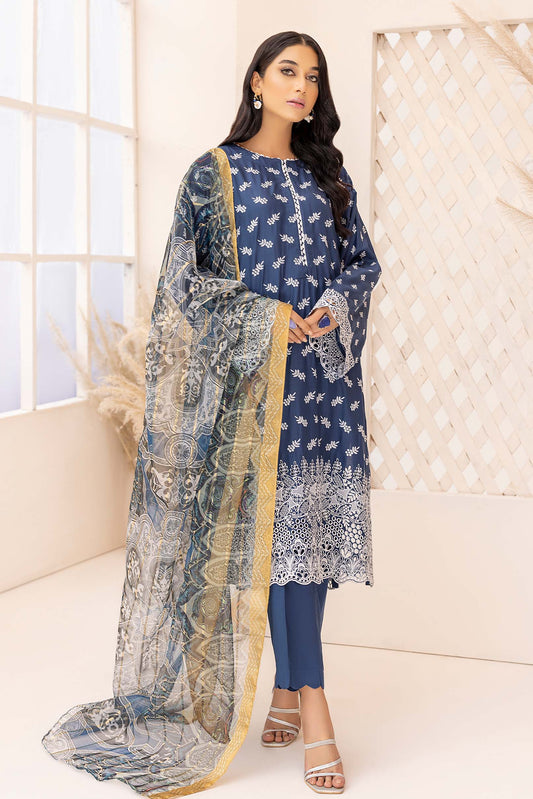 Evening Glance - Schiffli Embroidered Linen 3PC Pret