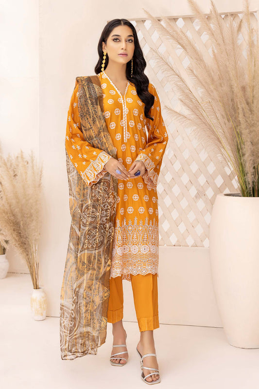 Gloaming - Schiffli Embroidered Linen 3PC Pret