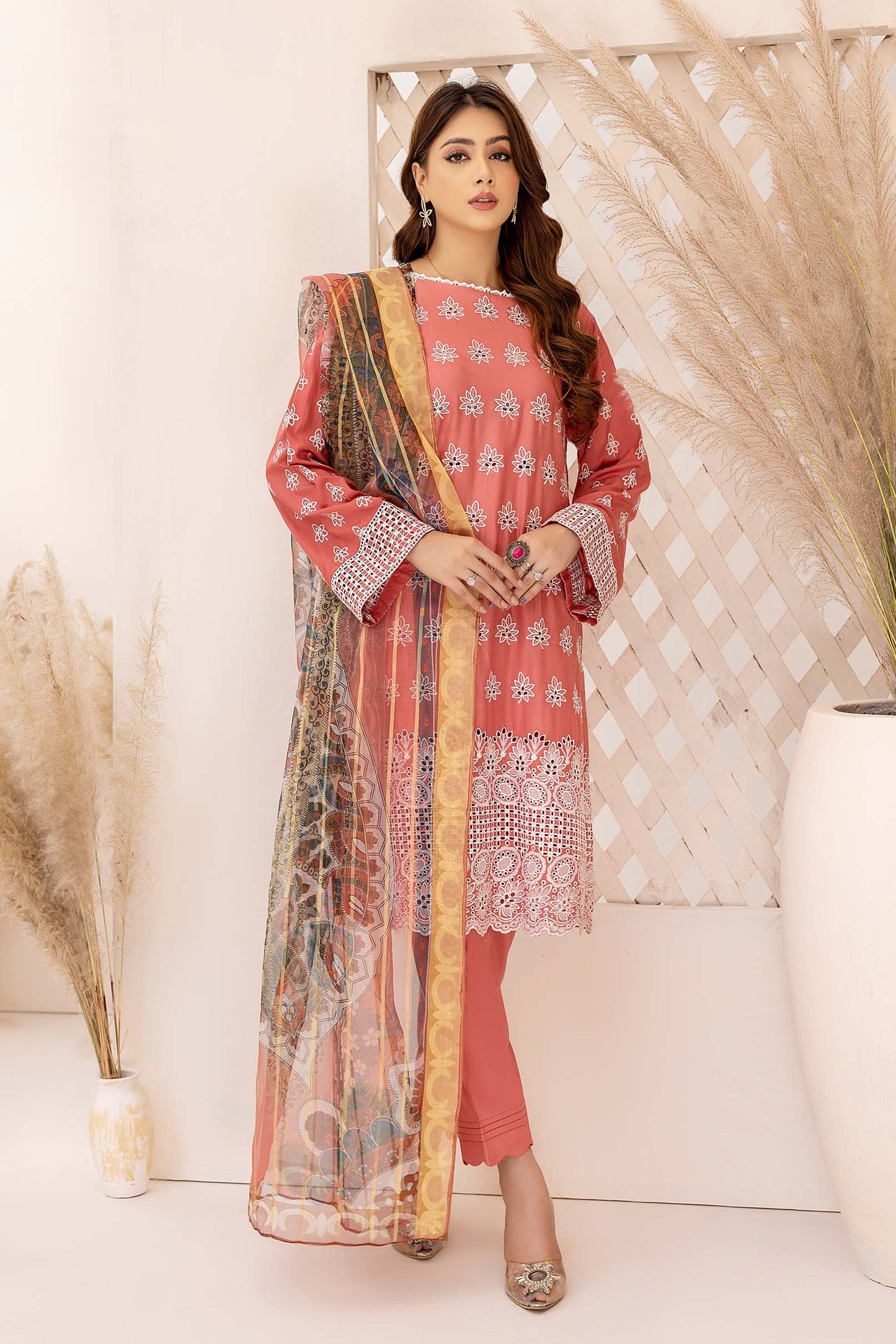 Crepuse - Schiffli Embroidered Linen 3PC Pret