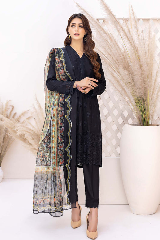 Obsidian - Schiffli Embroidered Linen 3PC Pret