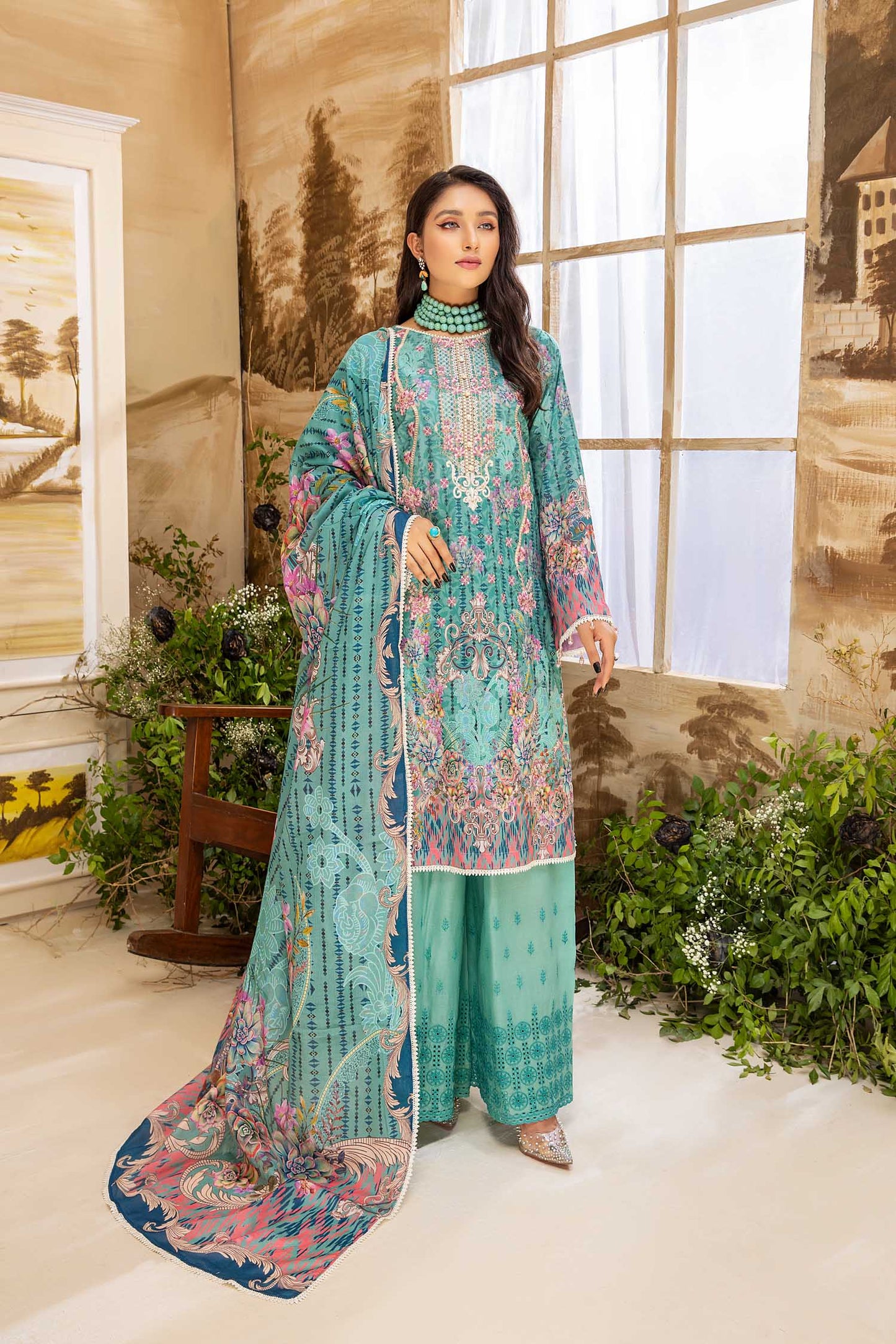 Emory - Digital Printed And Embroidered Lawn 3PC