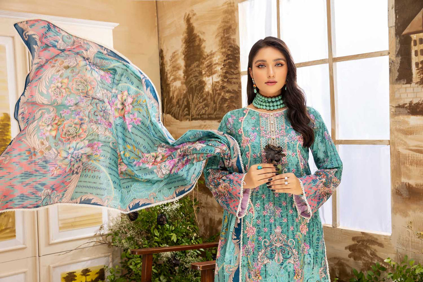 Emory - Digital Printed And Embroidered Lawn 3PC