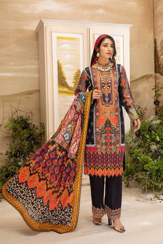 Comfrey - Digital Printed And Embroidered Lawn 3PC