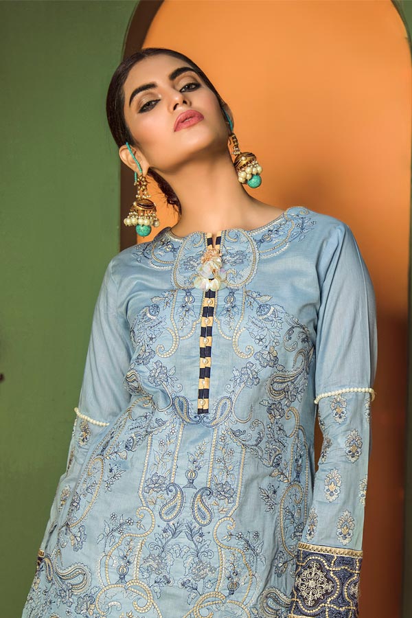 CADET BLUE - EMBROIDERED LAWN UNSTITCHED