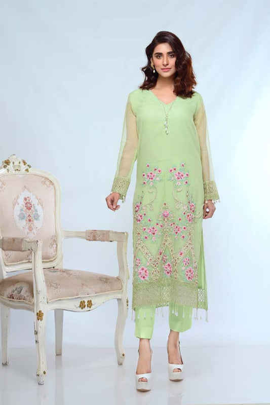 Dresden Diamond - Embroidered & Hand Embellished Cotton Net