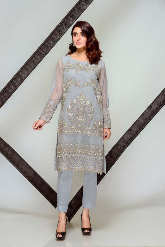 Emerald - Embroidered & Hand Embellished Cotton Net