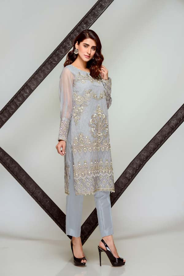 Emerald - Embroidered & Hand Embellished Cotton Net