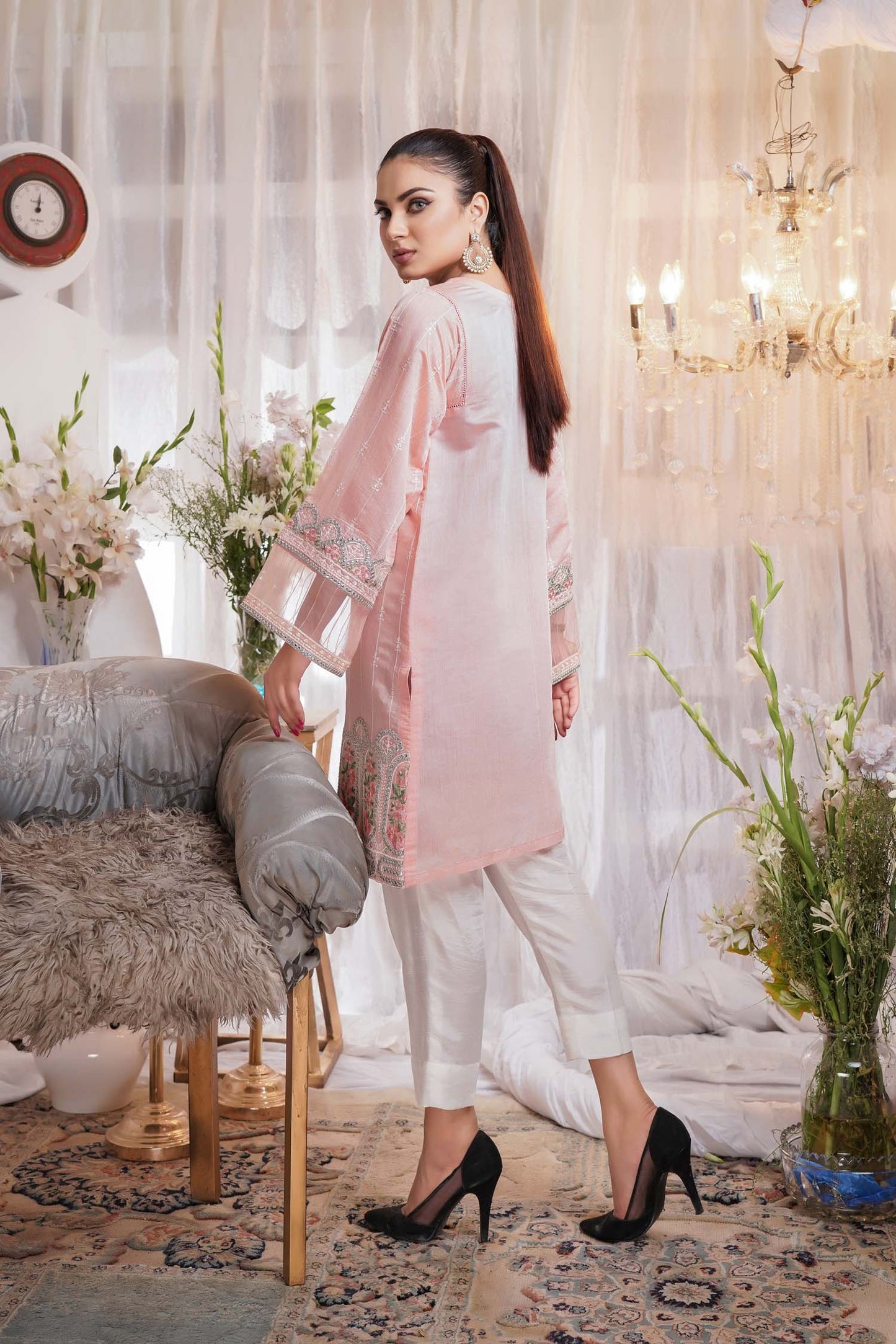 Palm - Embroidered Paper Silk Stitch Kurti