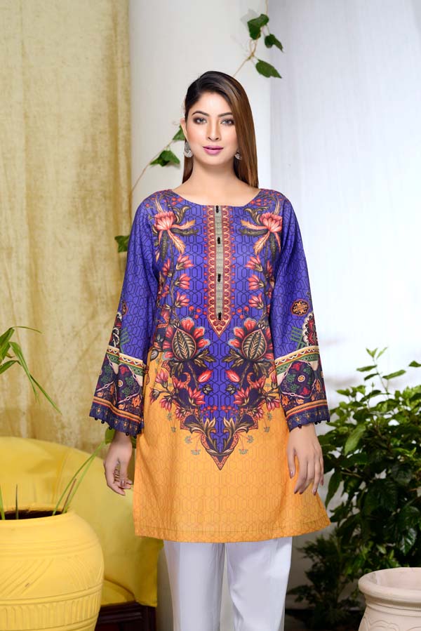 Blu Lune - Digital Printed Unstitch Lawn Kurti