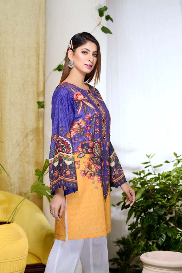 Blu Lune - Digital Printed Unstitch Lawn Kurti