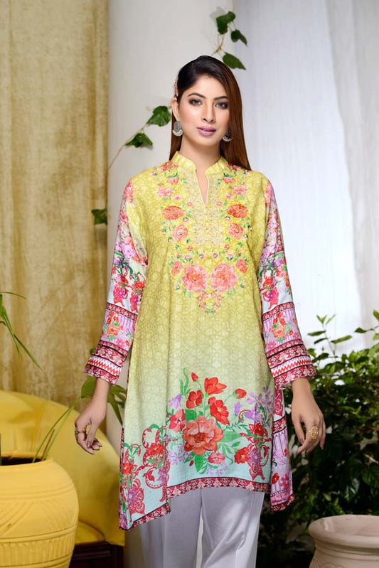 Citron - Digital Embroidered & Hand Embellished Stitched Kurti