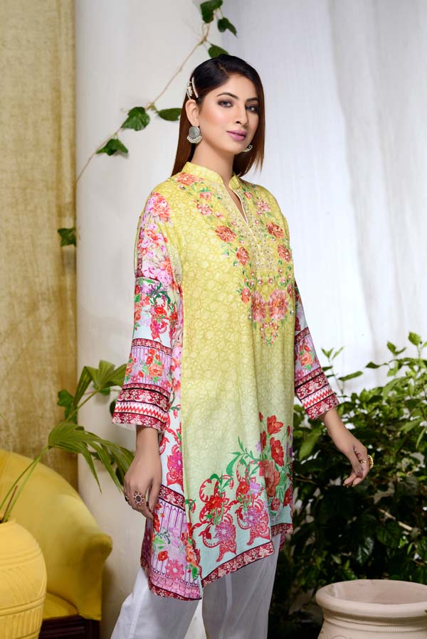 Citron - Digital Embroidered & Hand Embellished Stitched Kurti