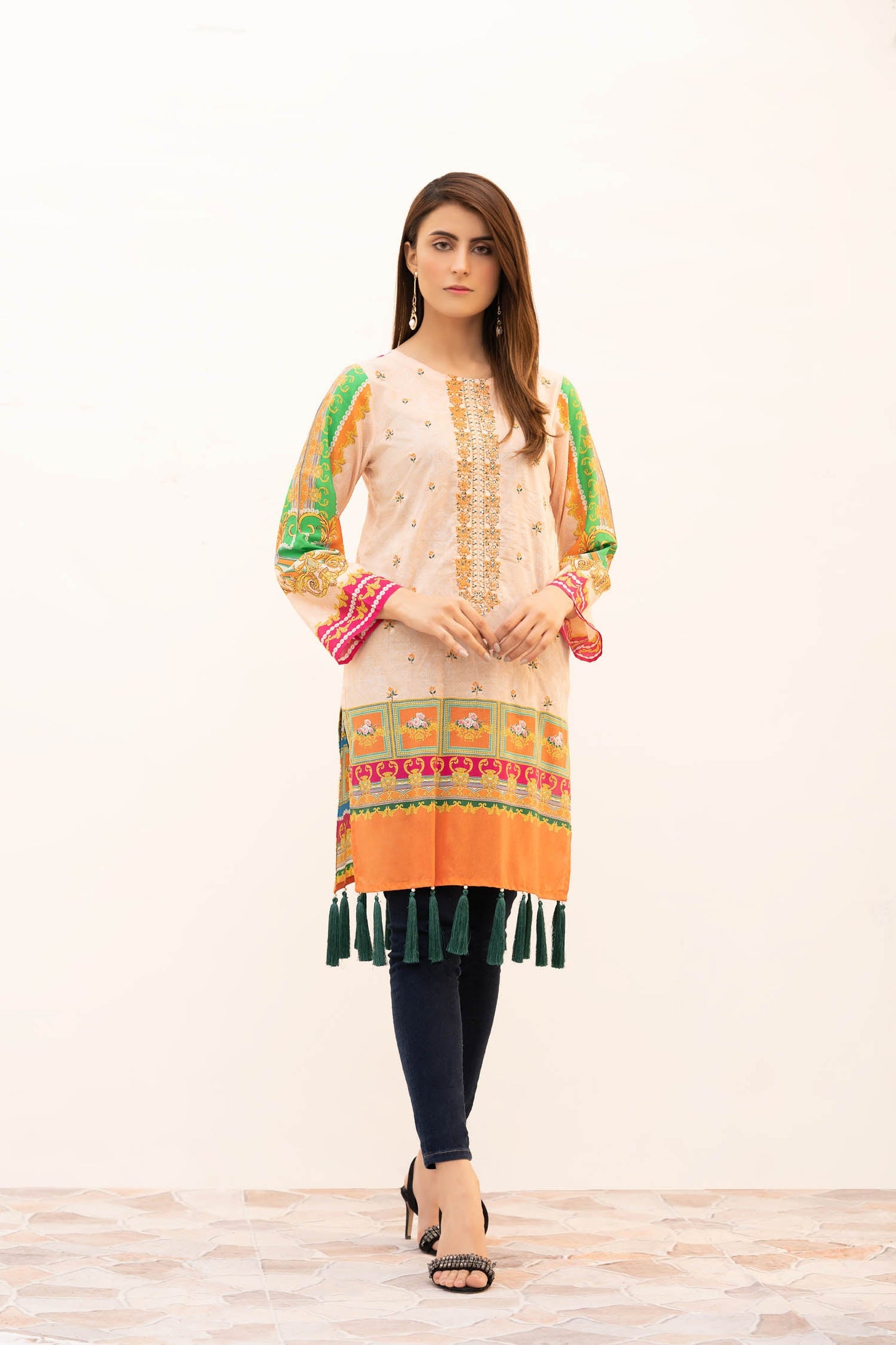 Ekin - Digital Printed & Embroidered Stitched Lawn Kurti