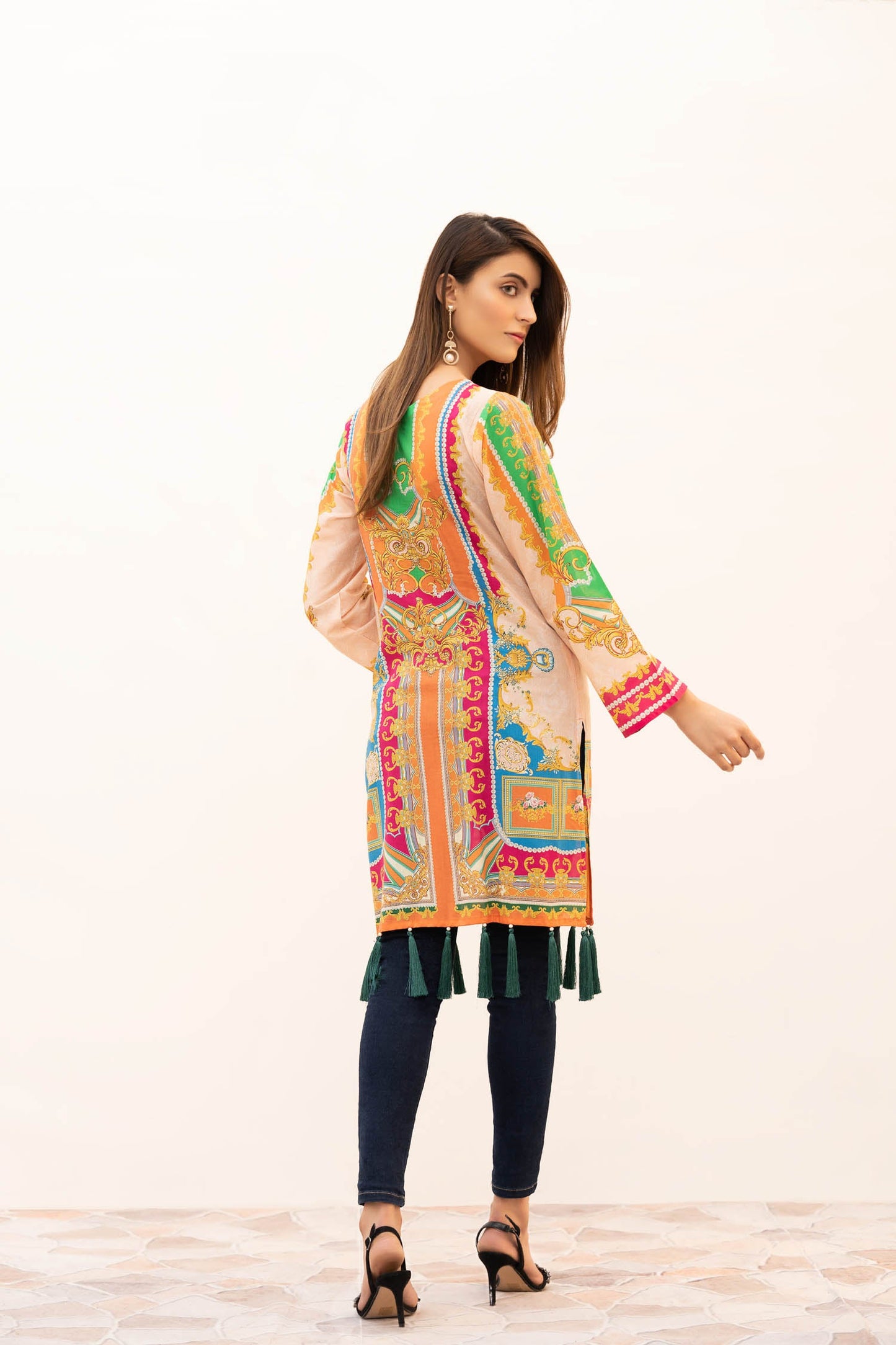 Ekin - Digital Printed & Embroidered Stitched Lawn Kurti