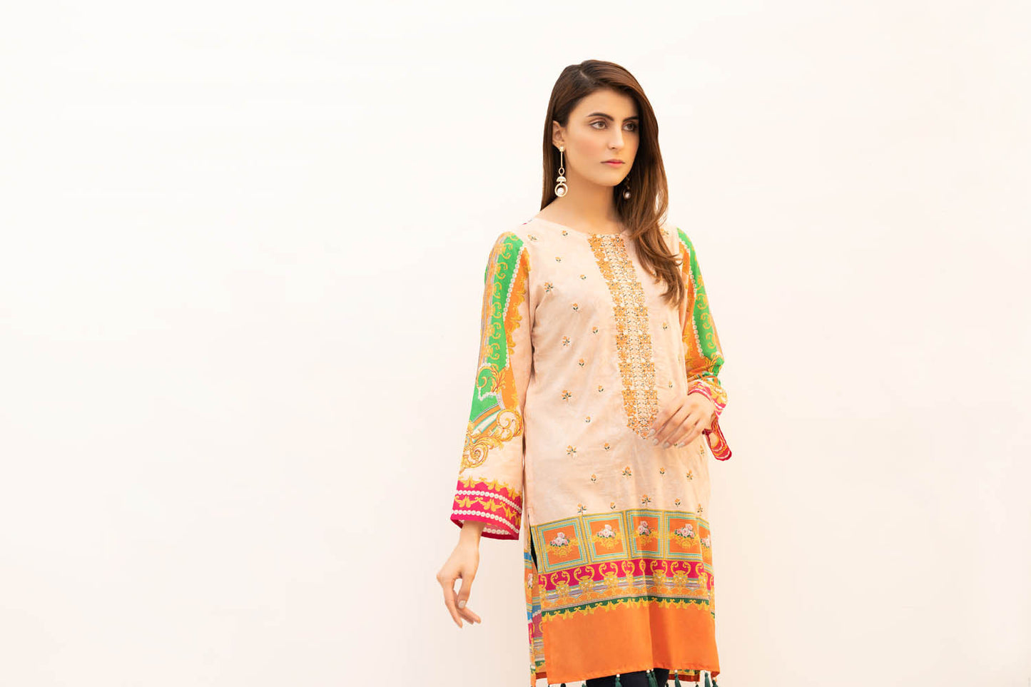 Ekin - Digital Printed & Embroidered Stitched Lawn Kurti