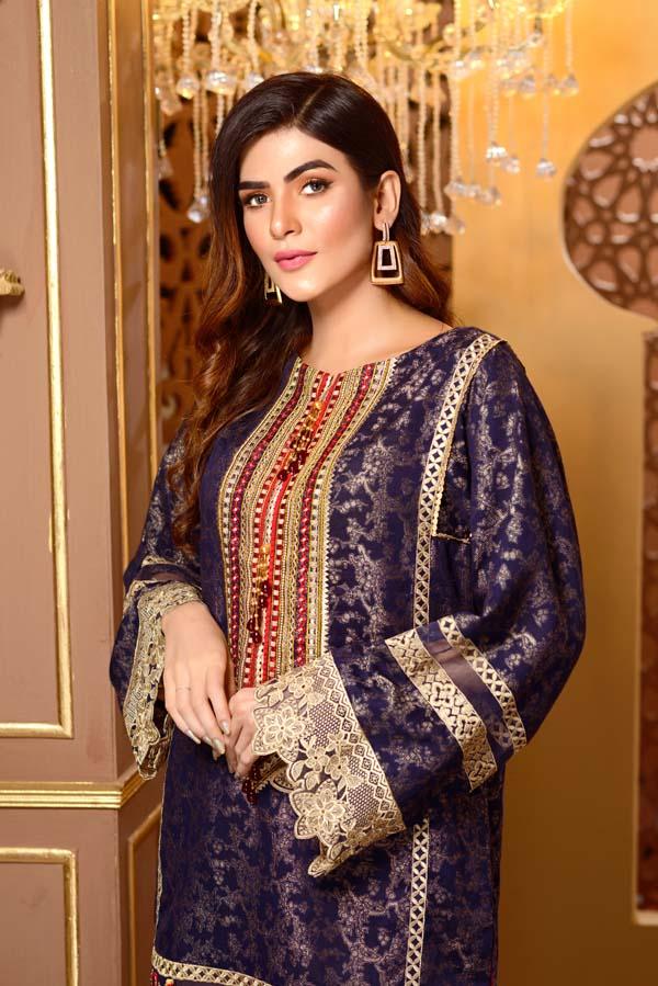 Blue Opal - Embroidered Jacquard Shirt