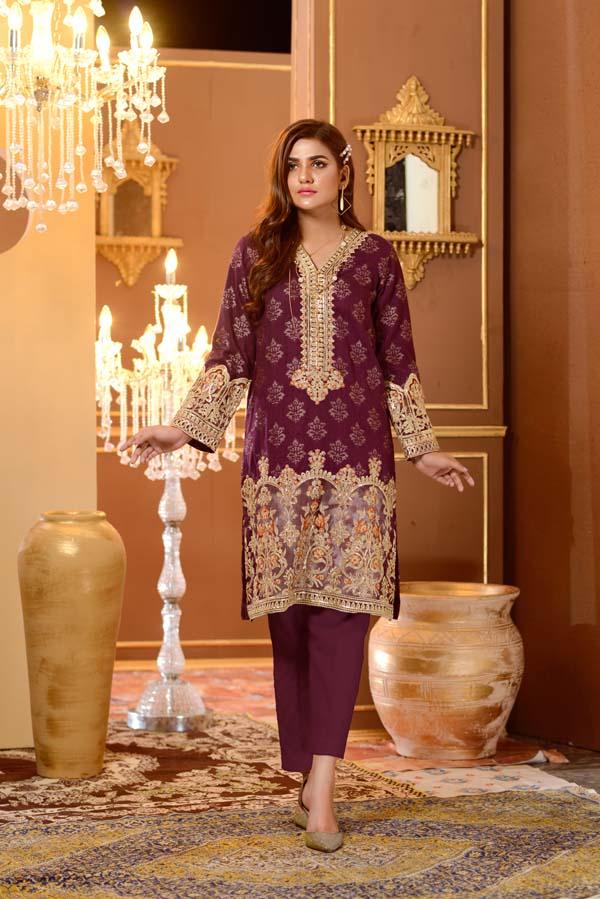 Elite Purple - Embroidered Jacquard Shirt