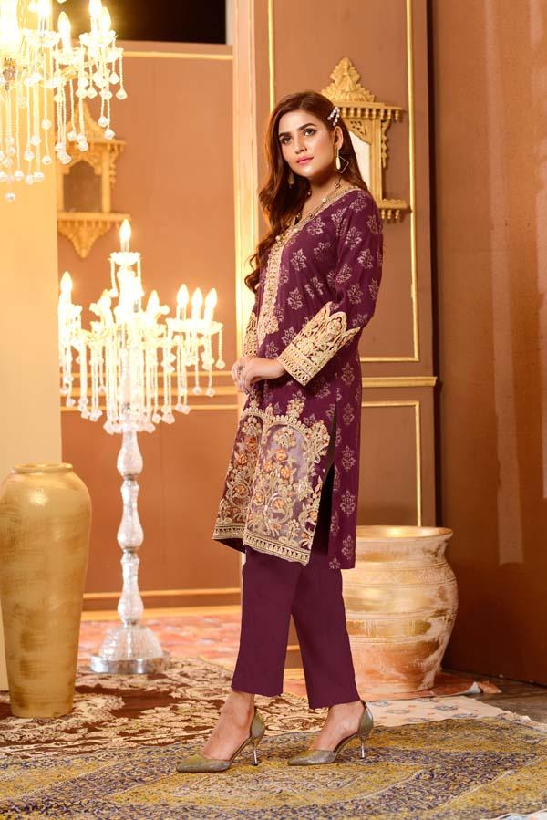 Elite Purple - Embroidered Jacquard Shirt