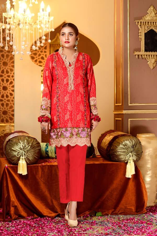 Cranberry - Embroidered Jacquard Shirt