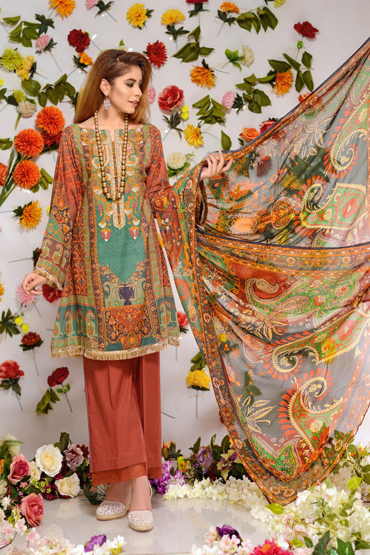 Essie - Digital Printed and Embroidered Lawn 3PC