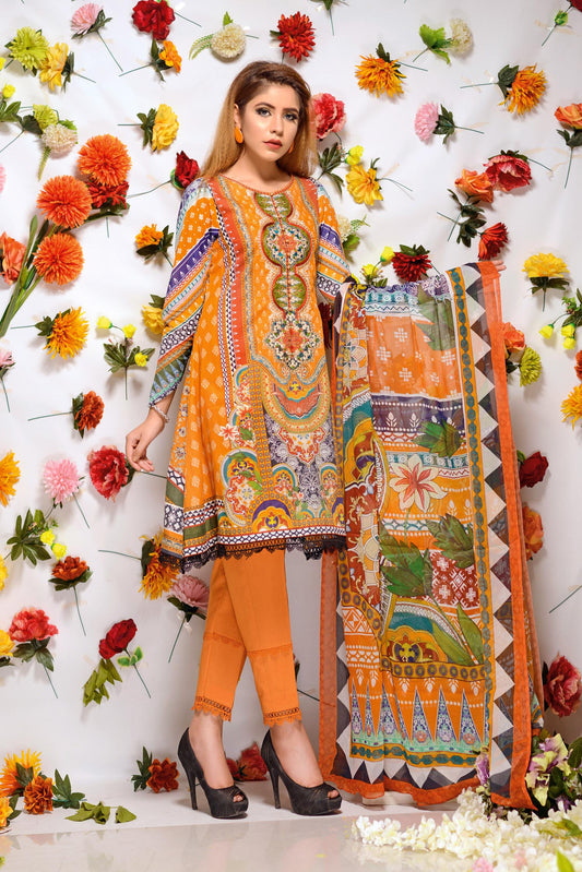 Alva - Digital Printed and Embroidered Lawn 3PC